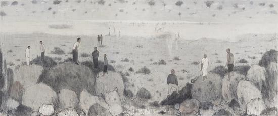 杜小同，浮生，228×528cm，紙本水墨設色，2018