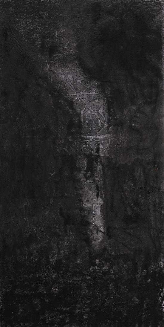 杜松儒，飄，248×129cm，紙本水墨，2018