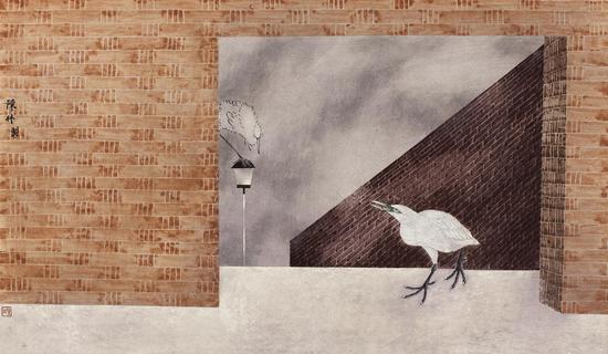 陳林，苔痕·和，50.3×85.1cm，紙本水墨設色，2018