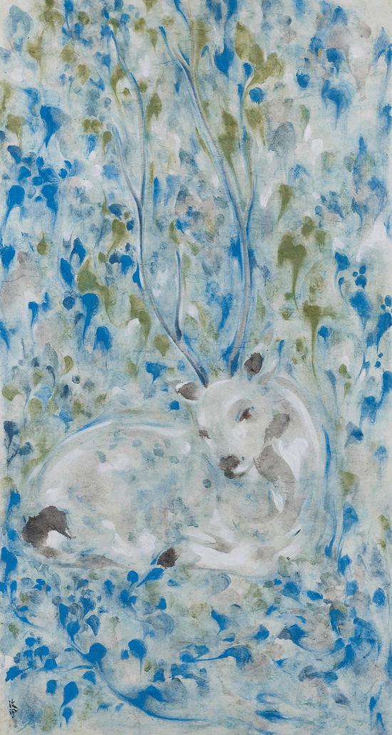 潘汶汛，麓，143×76cm，紙本水墨設色，2018