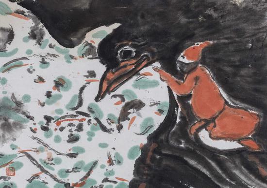 王曉輝，手稿2012-2018系列之一，14×20cm，紙本水墨設色，2018