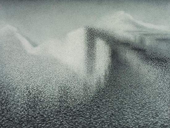 王舒野，萬里長城的時空裸體?即（92）176.5×234.8cm，墨、麻紙， 2014