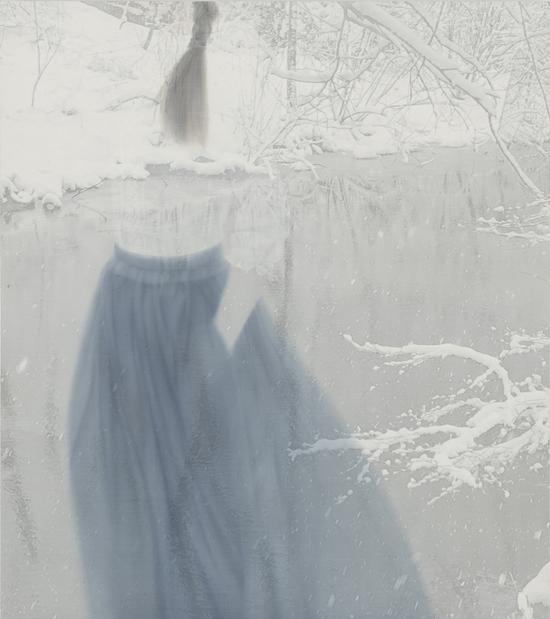 徐華翎，踏雨尋梅，116×100cm，絹本水墨設色，2018