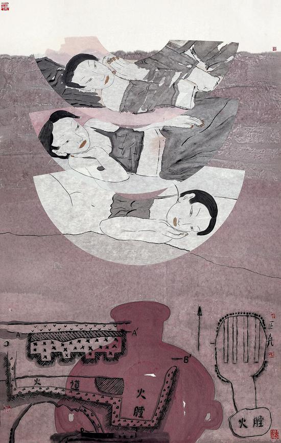 左正堯，龍窯，145×90cm，紙本水墨設色，2007