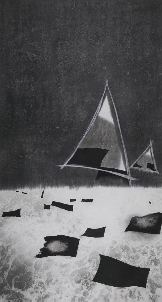 張正民，記憶南極—茫之五，139×75cm，紙本水墨，2015