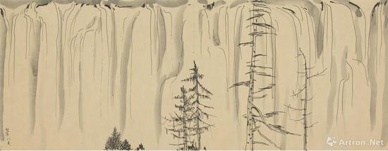 《瀑》 22x58cm 1985年 紙本