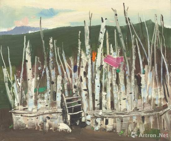 《羊圈》 50x61cm 1998年 油畫、布面