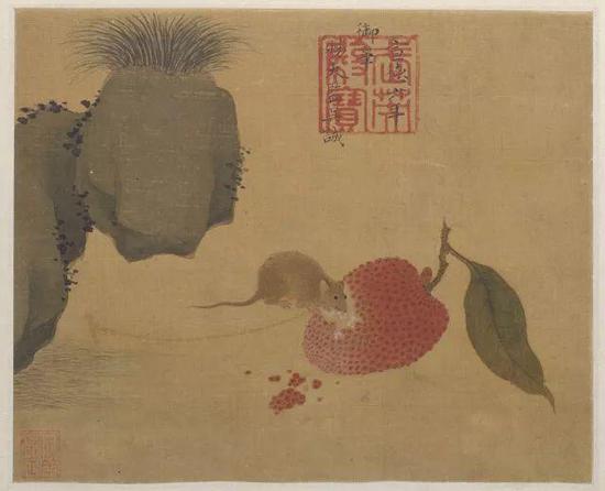 ▲  明宣宗 《瓜鼠圖》冊(cè)頁(yè) 故宮博物院藏
