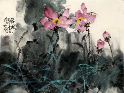 水墨出芙蓉 詩意畫荷妝——路民畫作參展“成功美術館2019·名家書畫全國巡展”唐山展覽