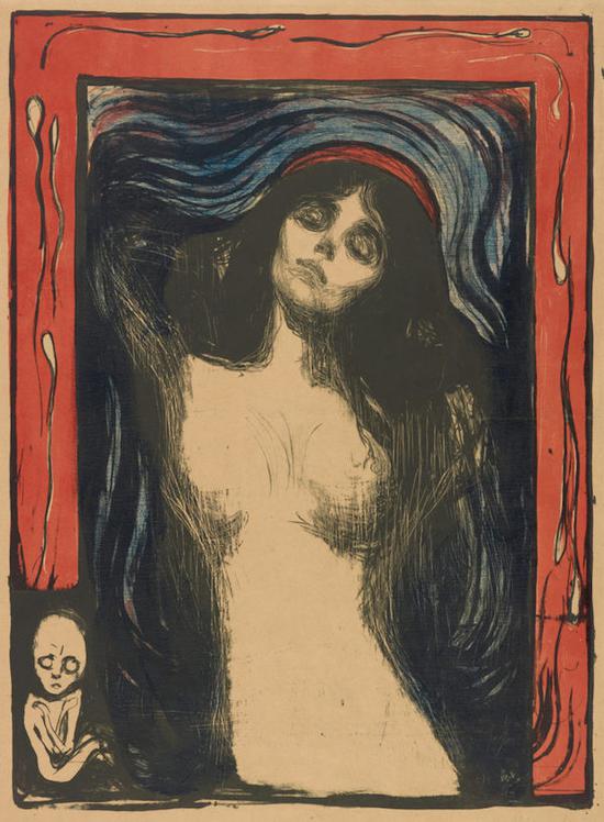 愛德華·蒙克, 《圣母瑪利亞》，石版印刷，1895/1902年。