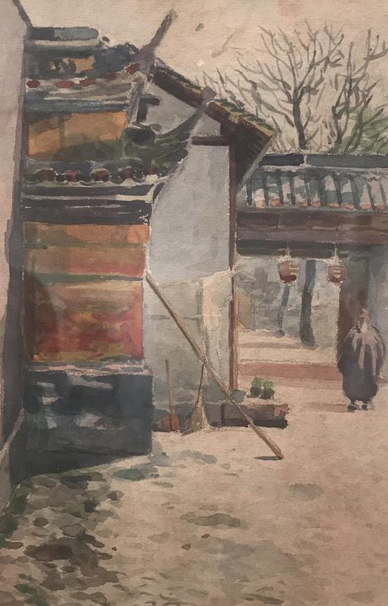 蔡謙吉，《白云觀》，水彩，1920年代（上海美專曾坐落于“白云觀左”）