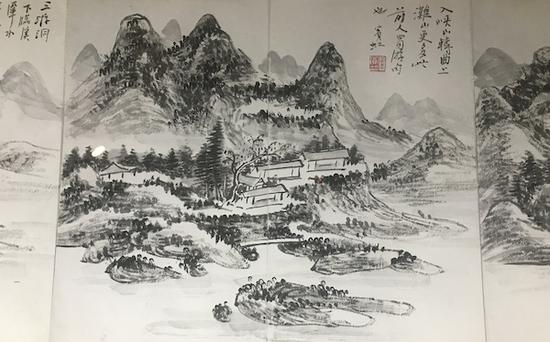 《黃賓虹山水花鳥八開冊頁》（局部），1933年，中國美術學院美術館藏