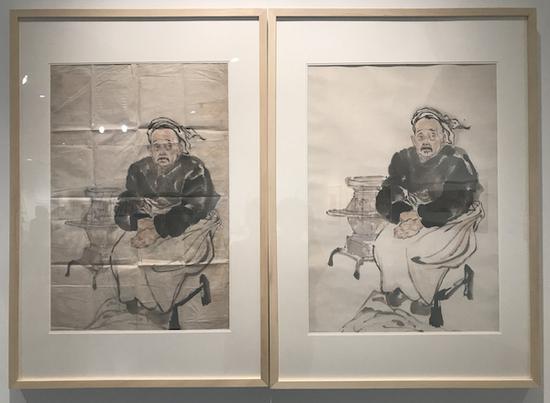 左為方增先作品，右為張培礎臨摹