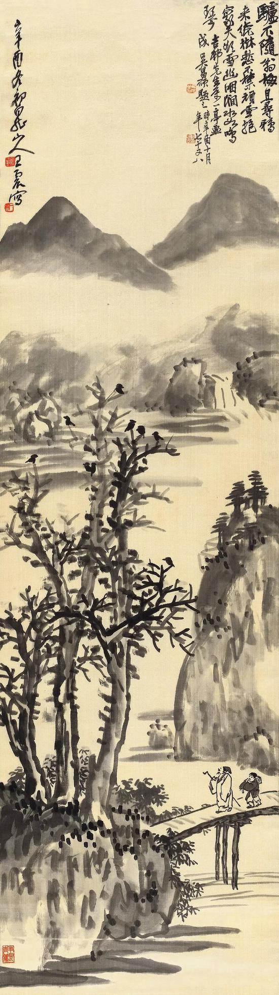 Lot 352 王震（1867-1938）   策杖數歸鴉