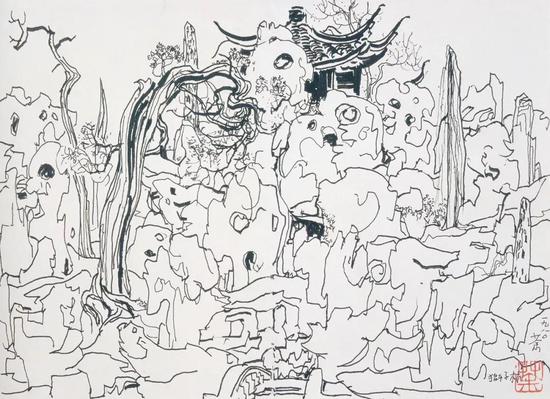《蘇州獅子林》素描 1980年作
