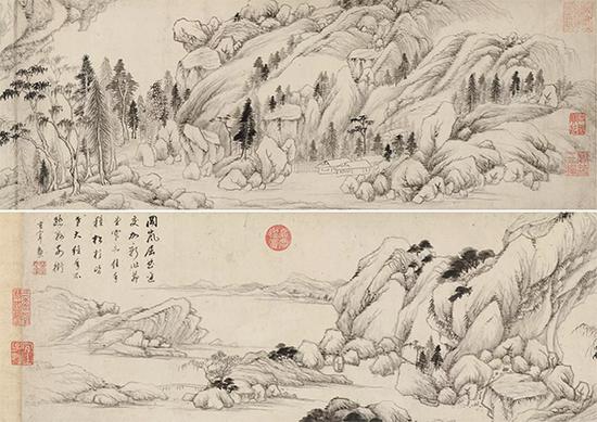 董其昌《松杉茆堂圖》手卷 水墨紙本 26×146cm