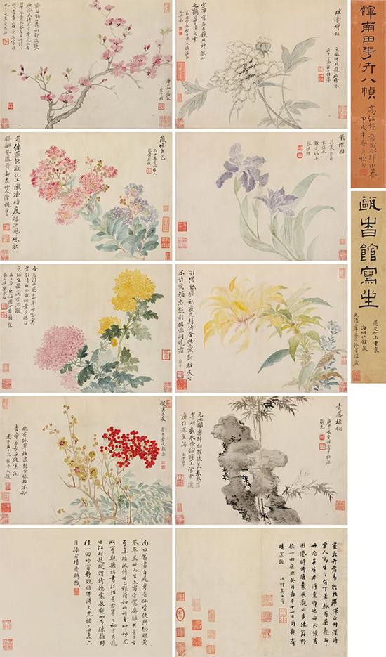惲壽平 《花卉冊(cè)》（八開） 設(shè)色紙本 26×34cm×8