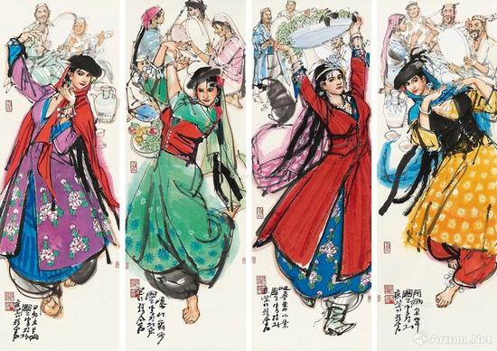 14 史國良 人物四屏 鏡心 RMB 800,000-1,200,000