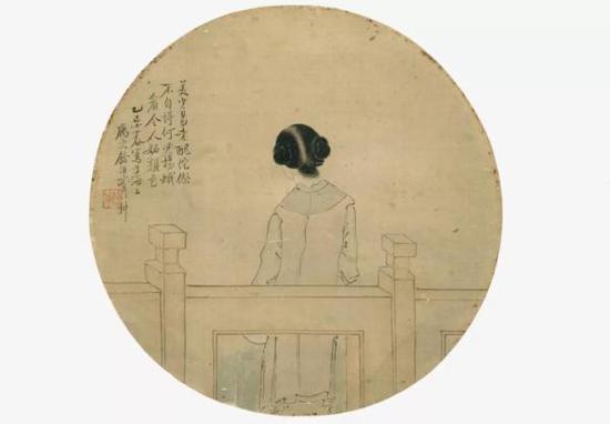 清，費(fèi)以耕，《仕女團(tuán)扇》