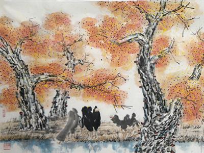 筆墨流金寫胡楊精神——毛偉國畫參展“成功美術館名家書畫全國巡展·西寧展”
