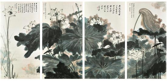 張大千《荷塘野趣》，于2013年5月27至28日在佳士得香港以80,510,000港元成交