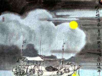 畫寫船景 筆顯心跡——廣東美協副主席馮兆平先生作品在“禮贊勞動美·成功美術館全國名家書畫展”展出