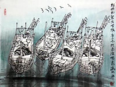 寫船景喻人生?運筆墨彰精神——成功美術館館藏馮兆平國畫作品賞析