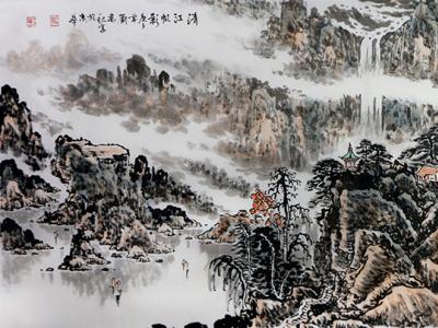 氣勢磅礴 山川錦繡——劉萬秋山水畫參展“喜迎二十大·禮贊新時代”成功美術館全國名家書畫展