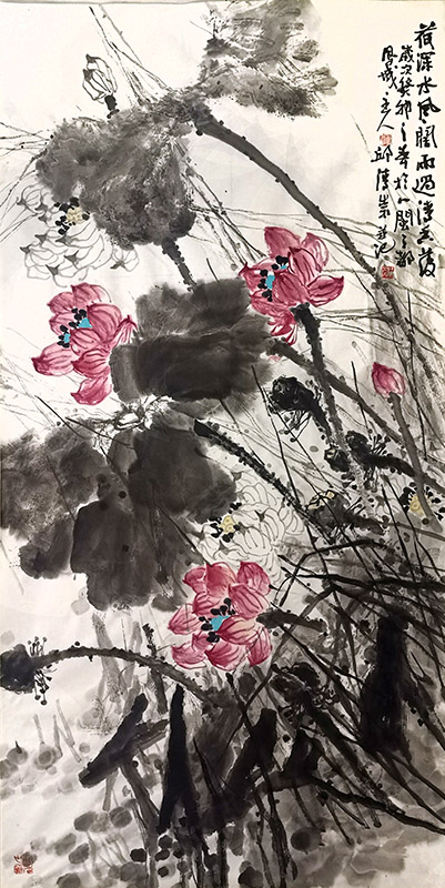蜻蜓翩躚 素荷高潔——福建美協理事邱清崇先生作品在“成功美術館2024迎新春當代書畫名家邀請展”展出
