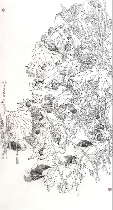 蜻蜓翩躚 素荷高潔——福建美協理事邱清崇先生作品在“成功美術館2024迎新春當代書畫名家邀請展”展出