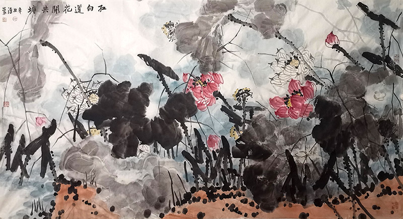 蜻蜓翩躚 素荷高潔——福建美協理事邱清崇先生作品在“成功美術館2024迎新春當代書畫名家邀請展”展出