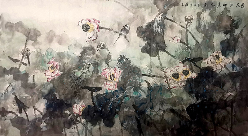 蜻蜓翩躚 素荷高潔——福建美協理事邱清崇先生作品在“成功美術館2024迎新春當代書畫名家邀請展”展出
