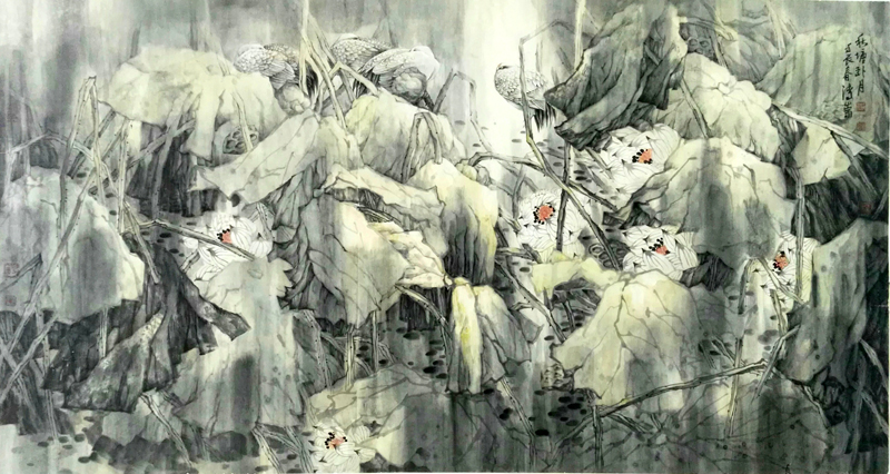 蜻蜓翩躚 素荷高潔——福建美協理事邱清崇先生作品在“成功美術館2024迎新春當代書畫名家邀請展”展出