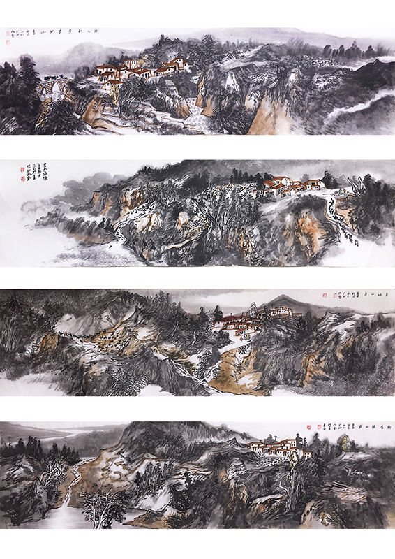 墨彩抒韻 畫意家園 ——隴上山水畫家路永仁先生畫作在“成功美術館2024迎新春當代書畫名家邀請展”展出