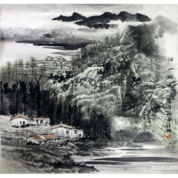 《湖山排遠》