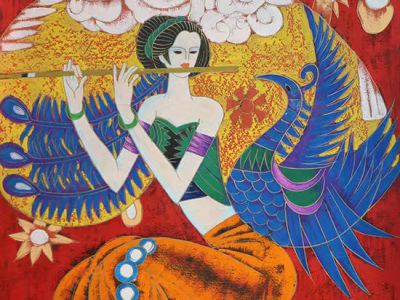 以線立骨 敷彩為神——丁紹光先生《橫笛》（《西部成功書畫家》刊載）欣賞