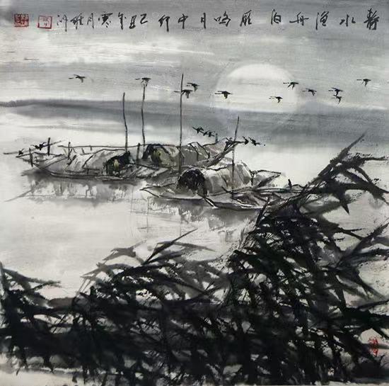 江楓漁火唱晚舟——高維洲先生畫作（《西部成功書畫家》刊載）淺談