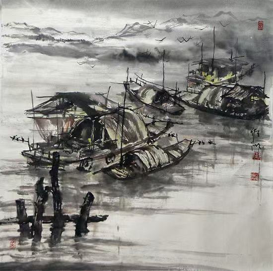 江楓漁火唱晚舟——高維洲先生畫作（《西部成功書畫家》刊載）淺談