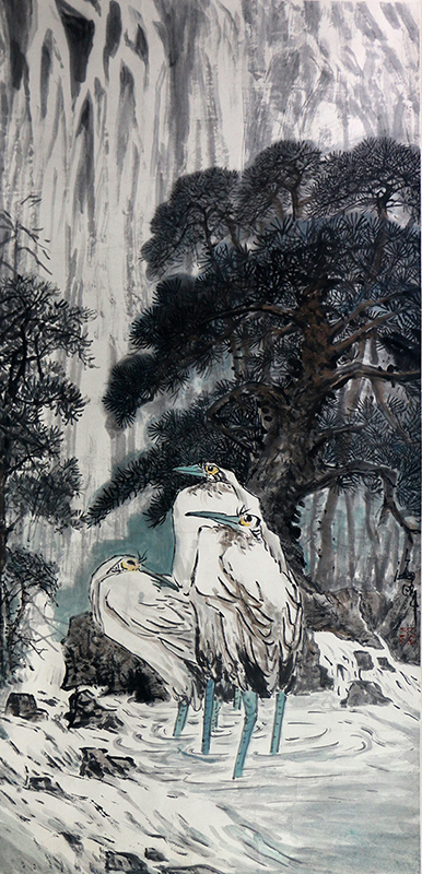 瀑落清澗 石伴松鶴——讀中美協副主席祁海峰先生的一幅畫（館藏名家作品乙巳新春展）