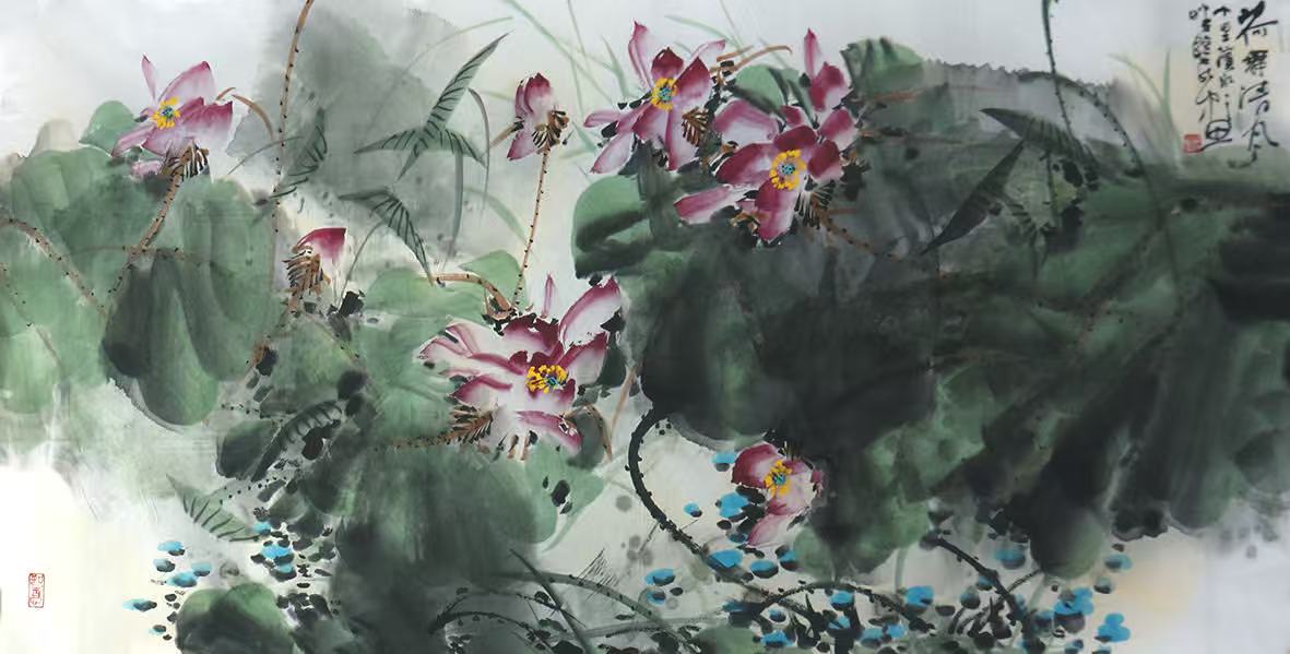技法賦比興 精神風(fēng)雅頌 ——撫順美協(xié)主席路民先生荷花（《西部成功書(shū)畫(huà)家》）讀后