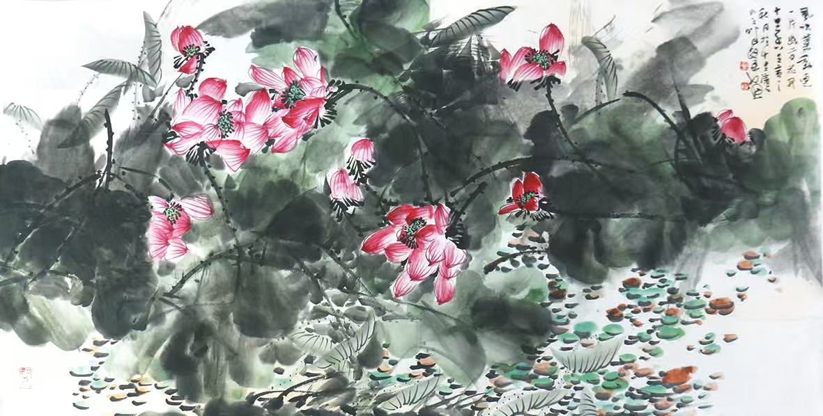 技法賦比興 精神風(fēng)雅頌 ——撫順美協(xié)主席路民先生荷花（《西部成功書(shū)畫(huà)家》）讀后