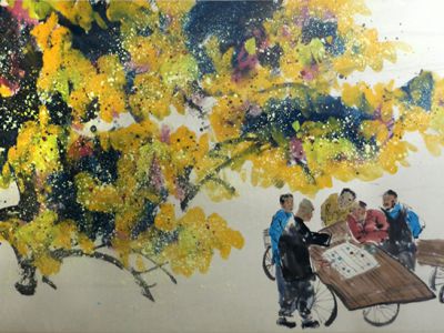 秋色滿目 棋樂怡然——當代人物畫家馬海方先生作品（《西部成功書畫家》刊載）賞讀